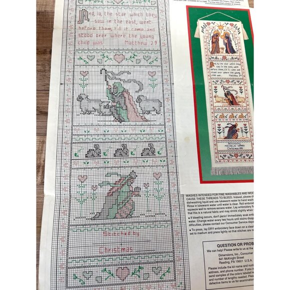 Vintage Dimensions Nativity Cross Stitch Pattern Christmas Wall Hanging 1991 - Picture 4 of 4